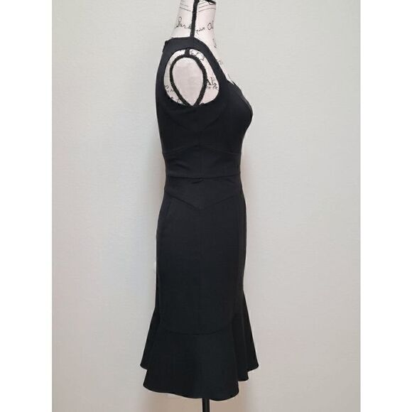 🖤 WHITE HOUSE BLACK MARKET Black Sleeveless Peplum Flippy Hem Sheath Dress - Picture 3 of 16